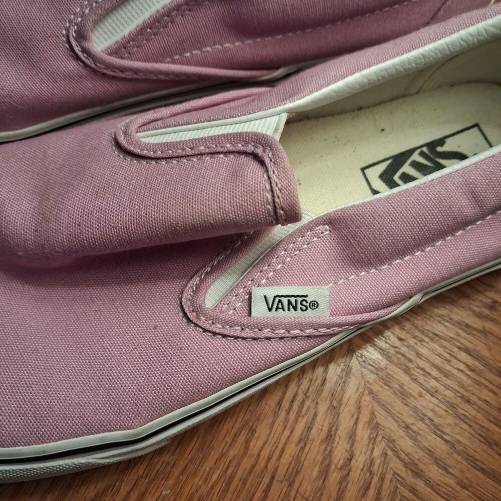 Vans White Pink Classic Slip On Unisex Low Top Women Size 9.5 Men Size 8 Adult - Picture 4 of 10